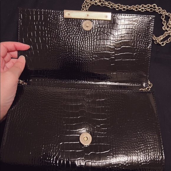 Crocodile Embossed Faux Leather Clutch Evening Crossbody Bag Purse - Picture 2 of 7